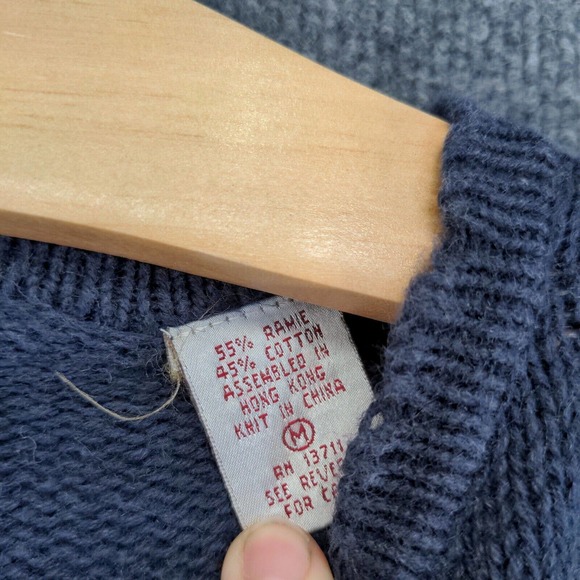 Karen Scott Womens Pullover Sweater Blue Medium Flags Nautical Shoulder Pads - Picture 10 of 13